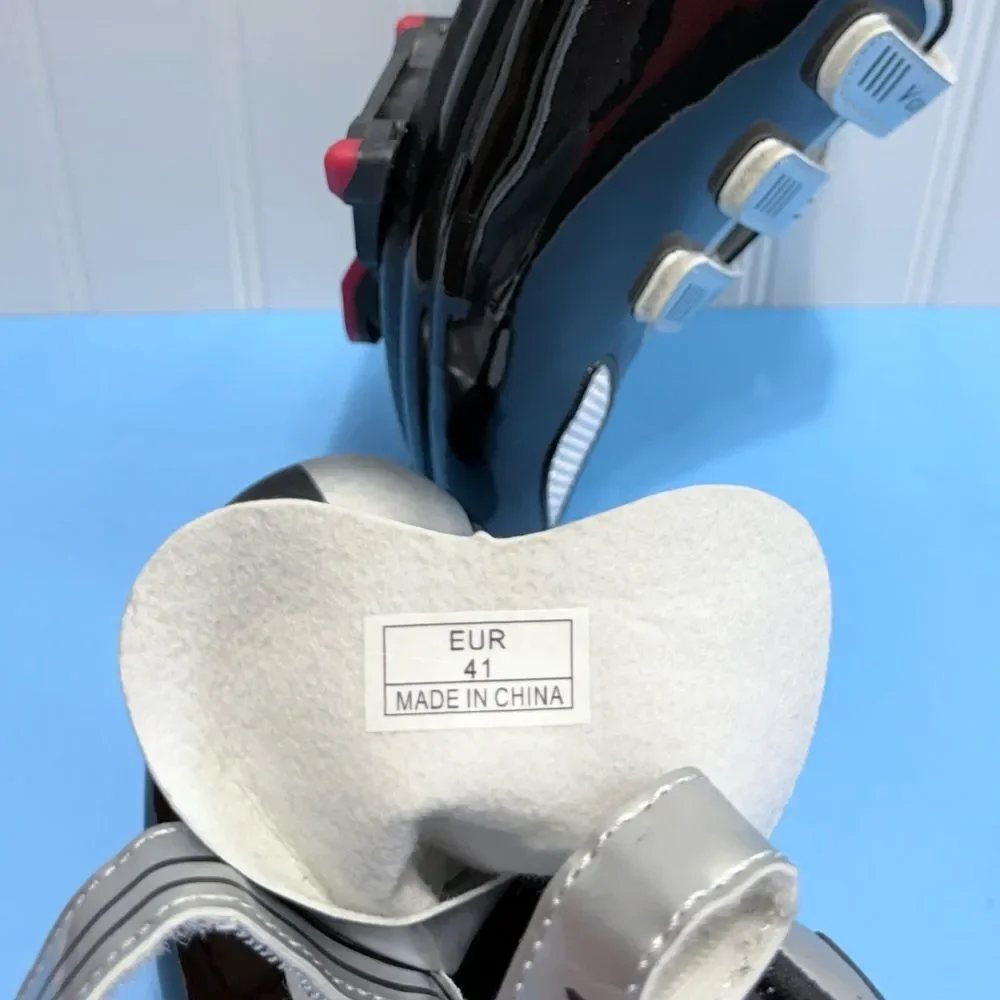 Unisex Mountain Road Bike Cycling Shoes Black and Silver Size‎ 41